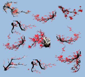 中式梅花枝干装饰图案