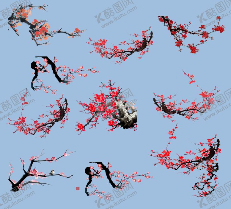 编号：78124910300717235831【酷图网】源文件下载-中式梅花枝干装饰图案