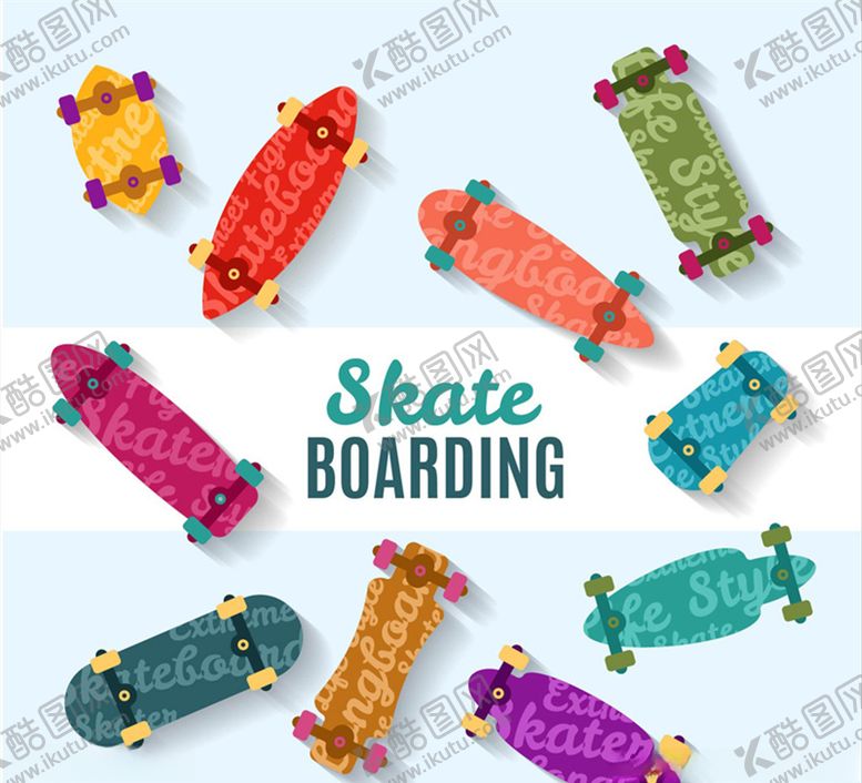 编号：44726310051438162397【酷图网】源文件下载-彩色滑板设计