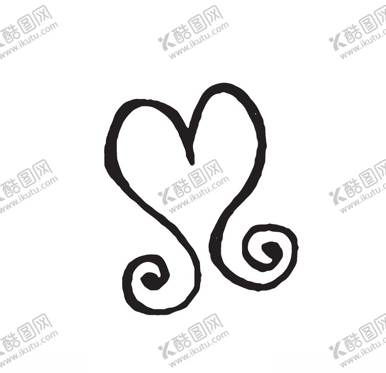黑白手绘涂鸦装饰花纹边框图案简笔画心形