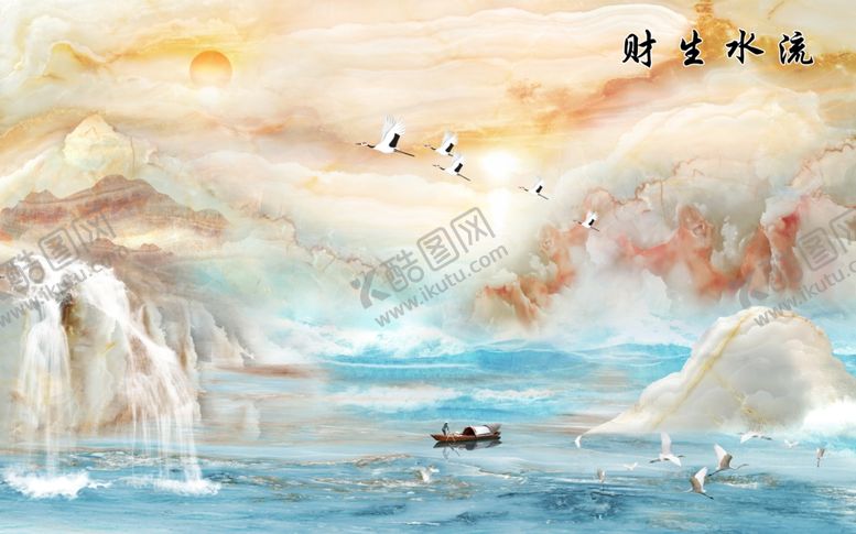 编号：93367109291615131174【酷图网】源文件下载-流水生财背景墙