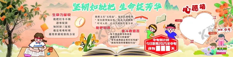 编号：81087807010118388758【酷图网】源文件下载-中考高考枇杷倒计时心愿墙黑板报