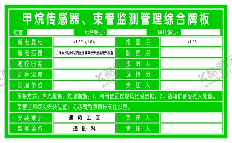 编号：83989801260145334502【酷图网】源文件下载-甲烷 束管传感器 管理牌 责任