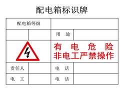 配电箱标识牌有电严禁