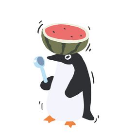 手绘企鹅插画