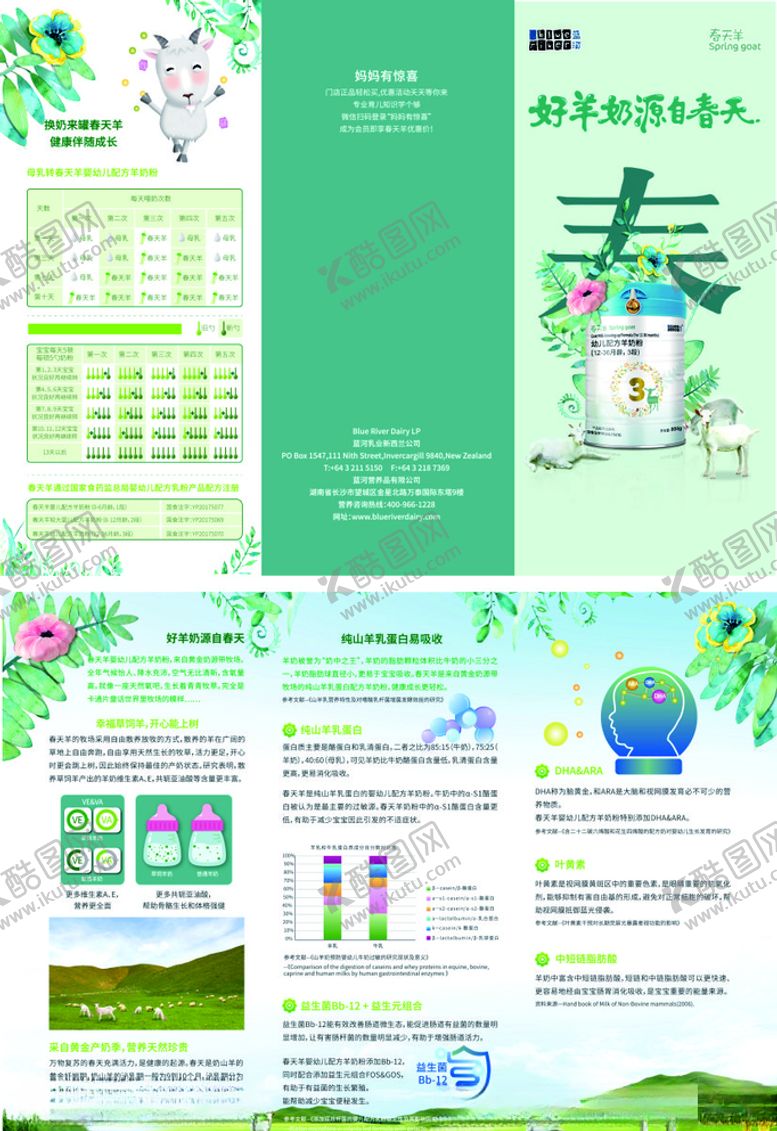 编号：68195809260859244363【酷图网】源文件下载-蓝河春天羊奶粉三折页