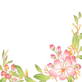 手绘粉色花卉装饰边框