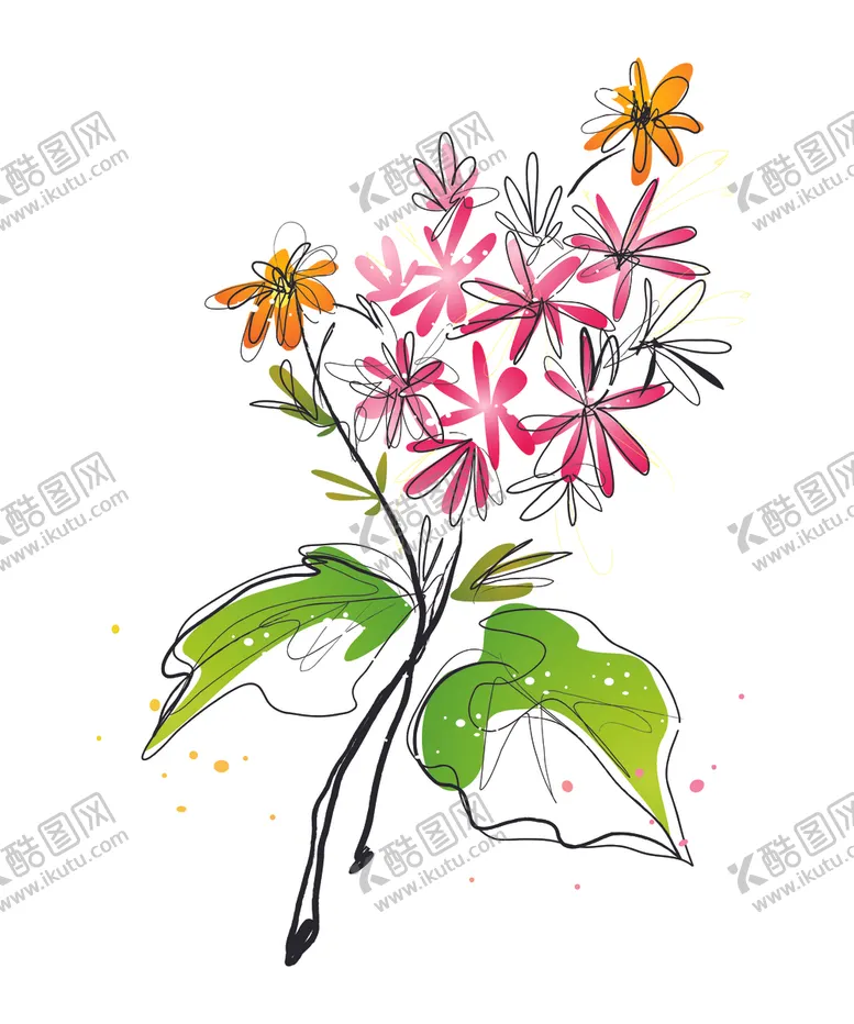 编号：26345001150000538912【酷图网】源文件下载-矢量手绘花朵  