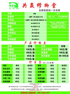 价格表