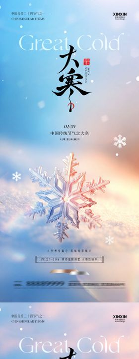 地产大寒节气简约质感海报
