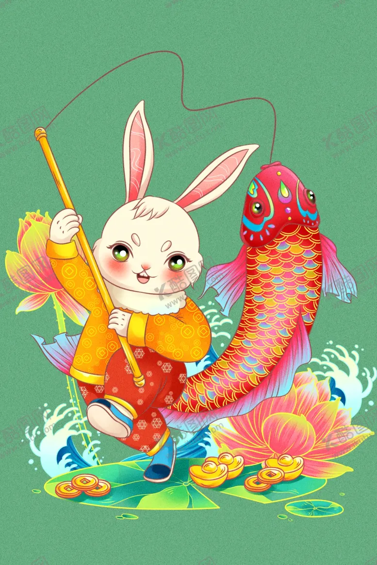 编号：21679401292141378209【酷图网】源文件下载-新年插画兔子