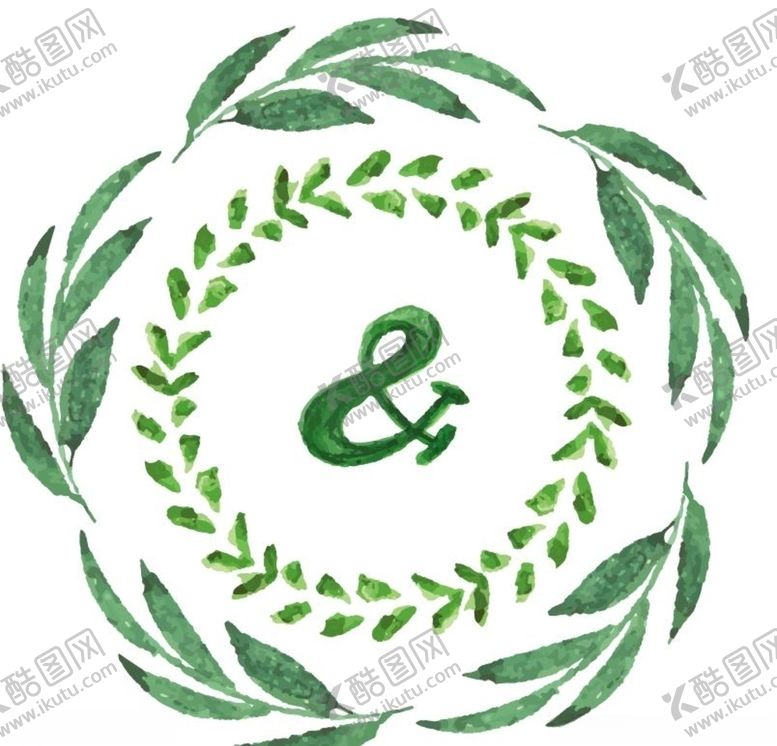 编号：26006610100142541792【酷图网】源文件下载-叶子形状圆环圆环水彩圆环