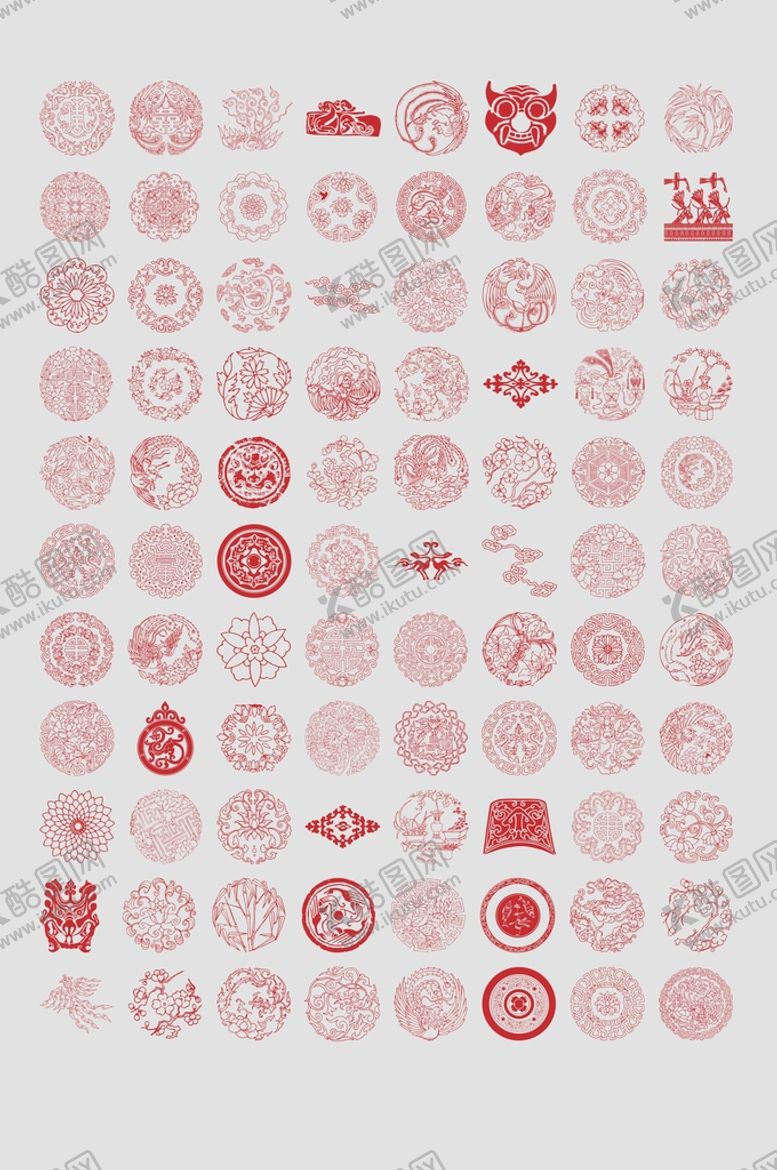 编号：17428309212324566230【酷图网】源文件下载-矢量中式圆形花纹边框