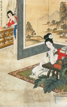 慧女传书图