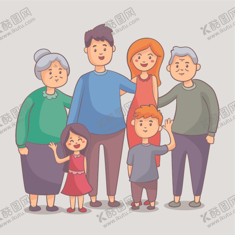 卡通家庭客服元素人画幸福