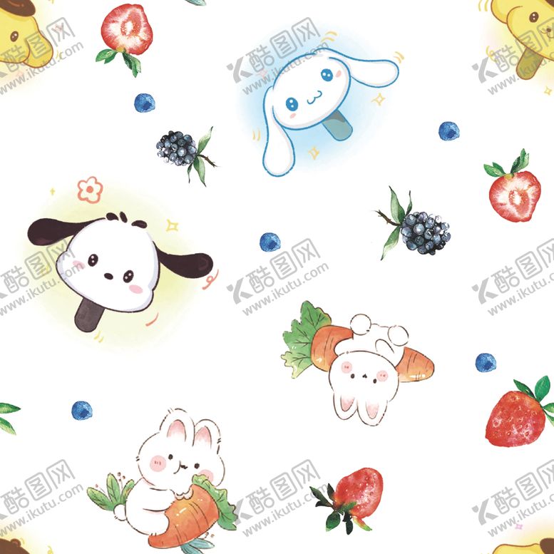 编号：30549502251913501665【酷图网】源文件下载-数码印花帕恰狗兔子