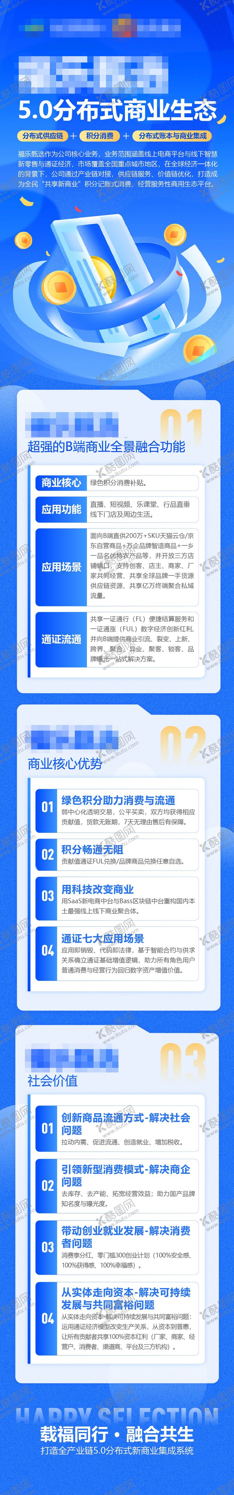 编号：59612610180247578491【酷图网】源文件下载-蓝色商业生态介绍长图海报