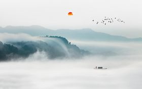 古风山水背景中国中式墙