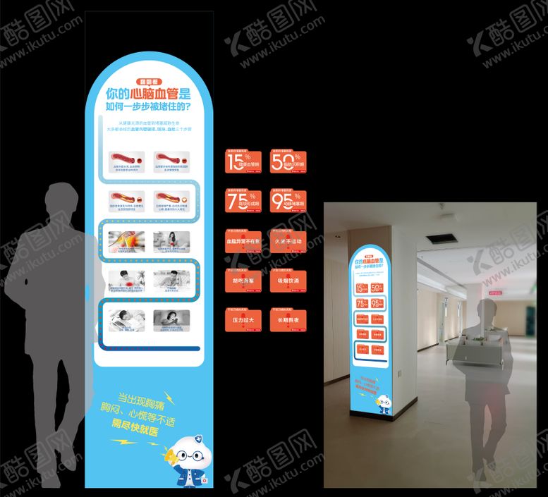 编号：92010802240220183404【酷图网】源文件下载-心脑血管互动翻翻墙柱子美陈