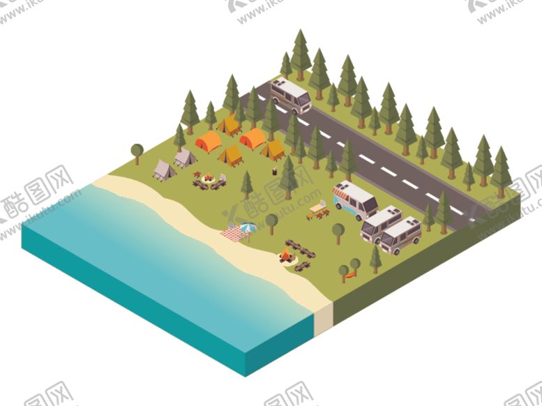 编号：69973810210036515658【酷图网】源文件下载-户外野营立体平面图