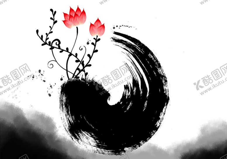 编号：82710309221216177896【酷图网】源文件下载-水墨荷花粉色荷花荷花意境