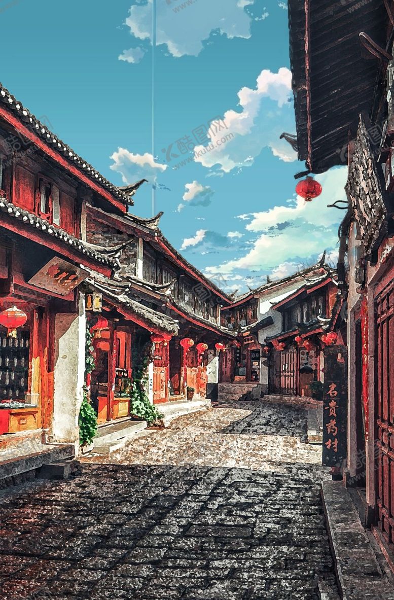 编号：42972505160058066552【酷图网】源文件下载-古城晴朗动漫风格