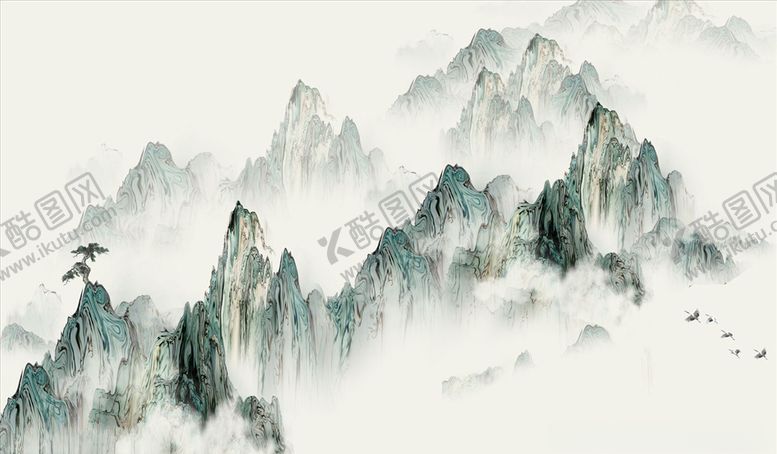 编号：46285105132356135095【酷图网】源文件下载-水墨山水背景墙