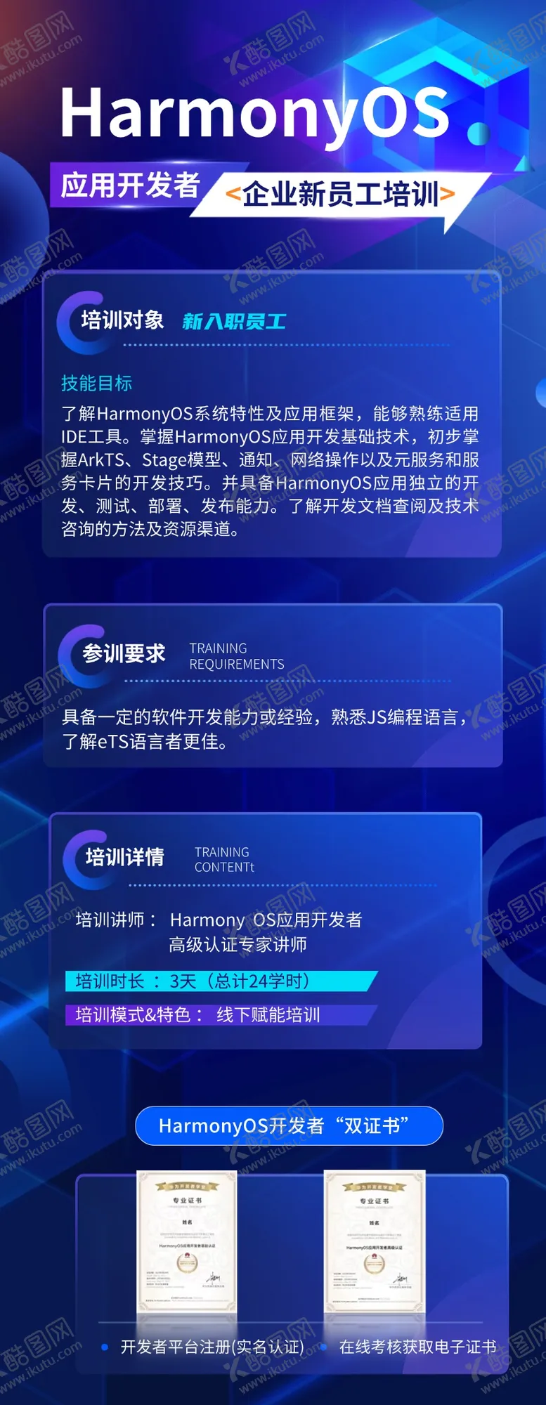 编号：79319602221231443871【酷图网】源文件下载-鸿蒙培训通知长图海报