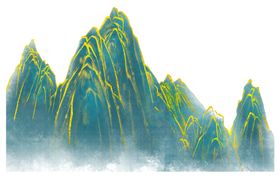 绿色山水中国风元素png