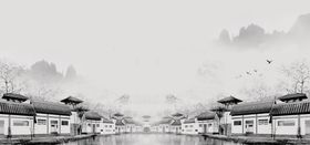 水墨山水素材图片中国风背景传统文化手绘底纹
