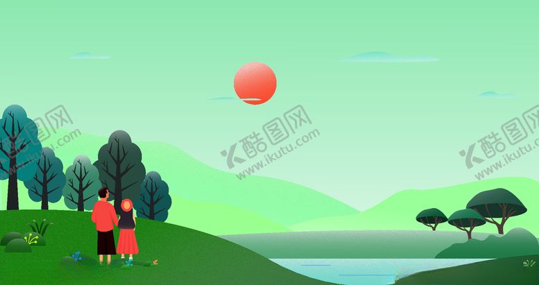 编号：95871807012258324429【酷图网】源文件下载-踏青插画