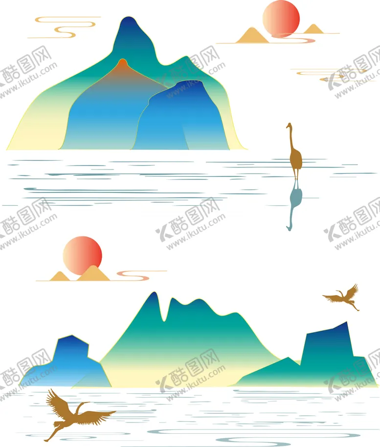 编号：23504609150810352879【酷图网】源文件下载-山水线条图