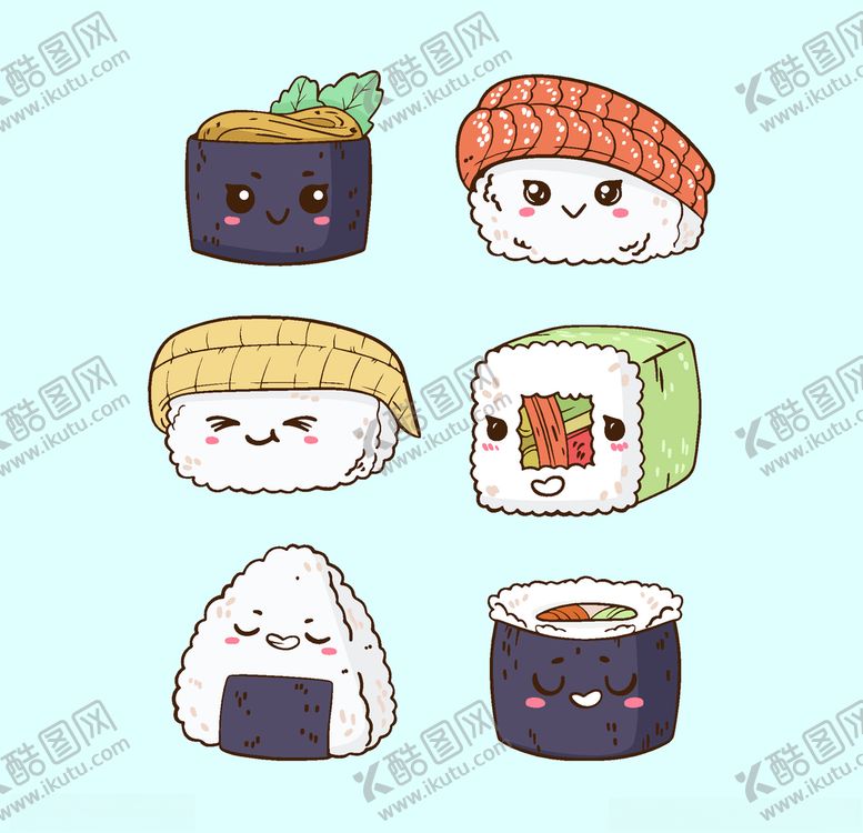 编号：41744810120331157354【酷图网】源文件下载-可爱寿司