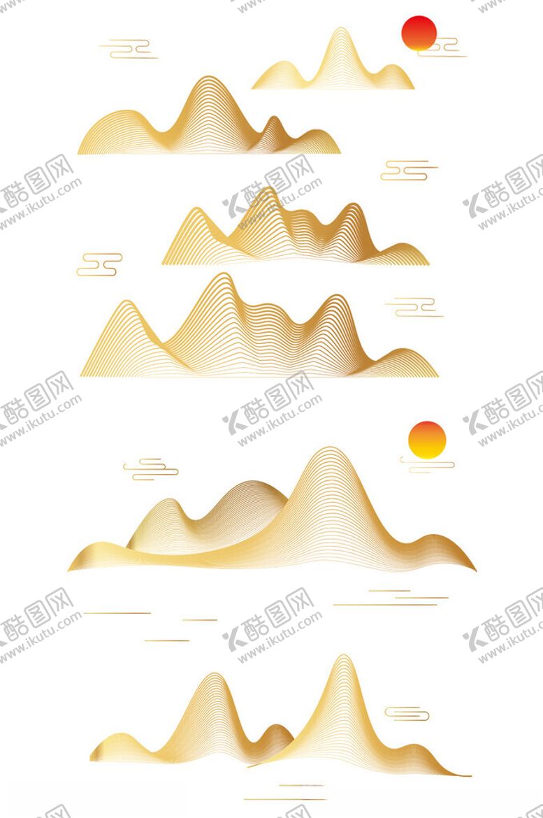 编号：31756402270428296651【酷图网】源文件下载-中国风矢量山水元素