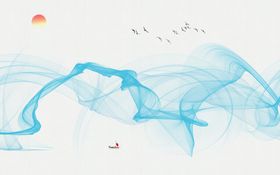 水墨画飘带背景墙