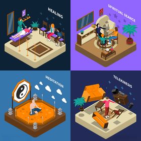 夜晚卧室场景的趣味插画