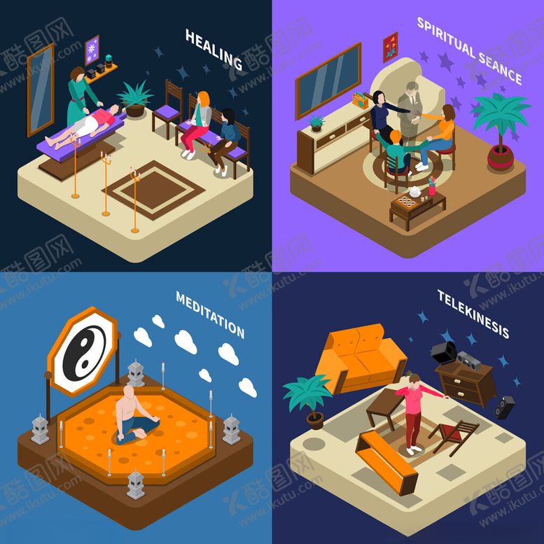 编号：58157811210321397081【酷图网】源文件下载-夜晚卧室场景的趣味插画