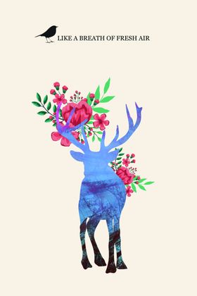 福禄双收鹿背景装饰画