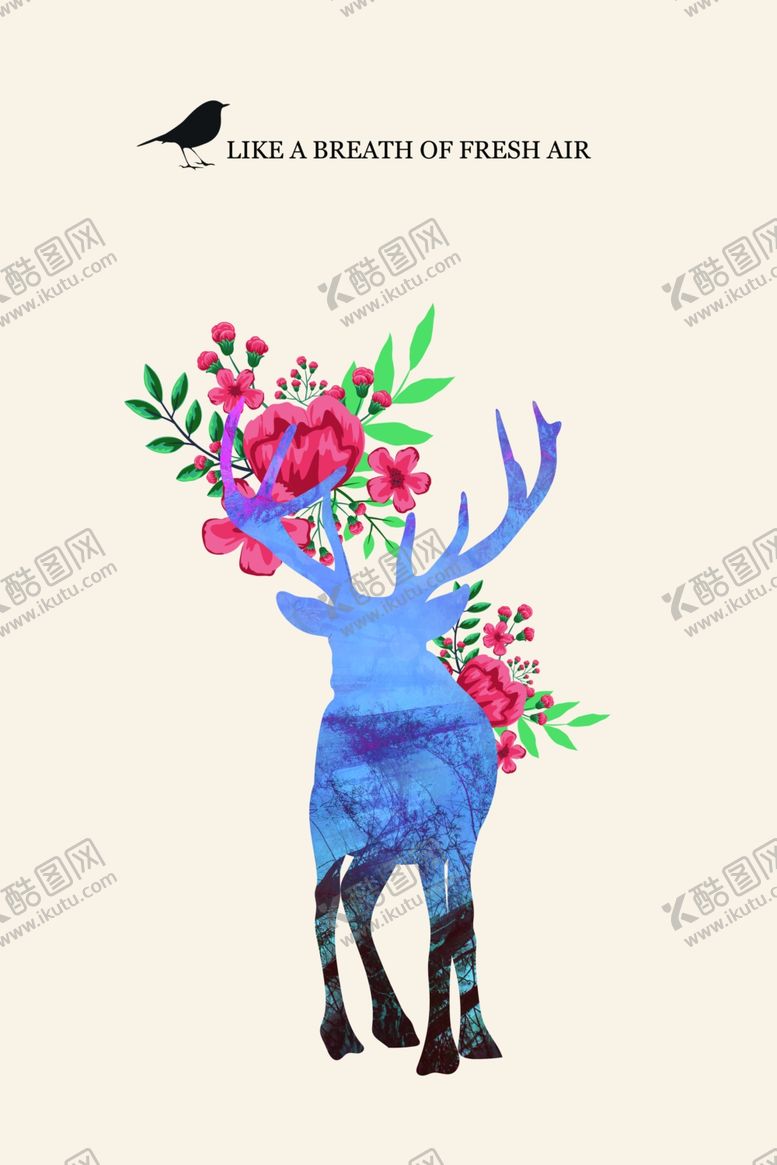 编号：39967806171347095120【酷图网】源文件下载-福禄双收鹿背景装饰画