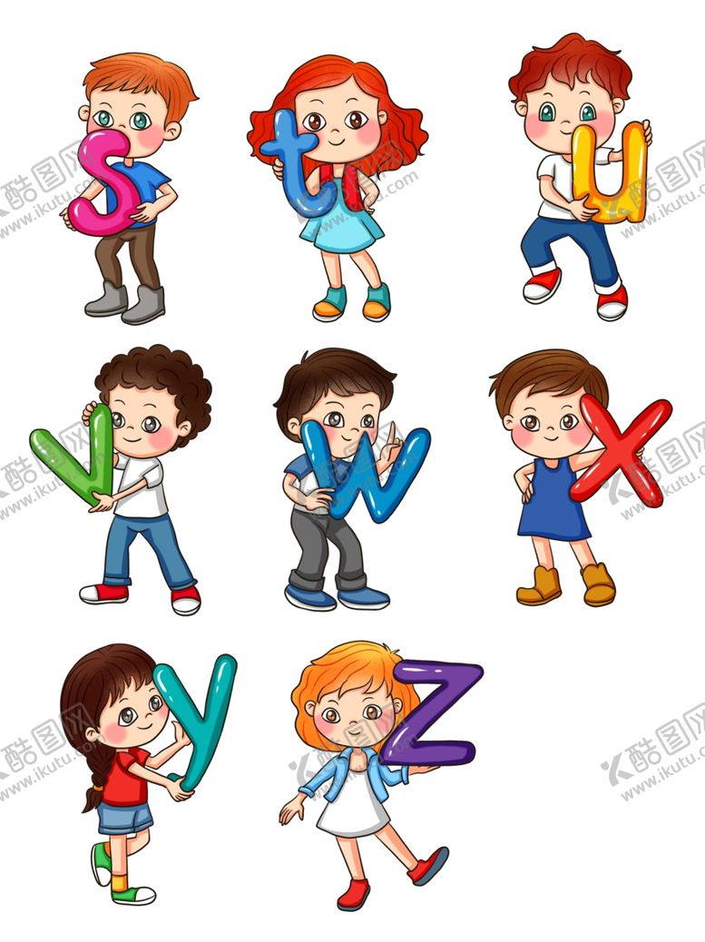 编号：88115409211413496649【酷图网】源文件下载-卡通人物字母