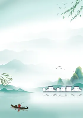 中国风水墨山水画背景墙飞鸟新式装饰