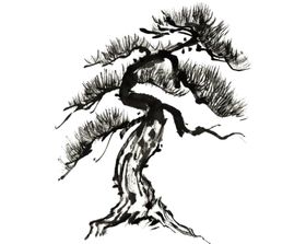 水墨中国风迎客松