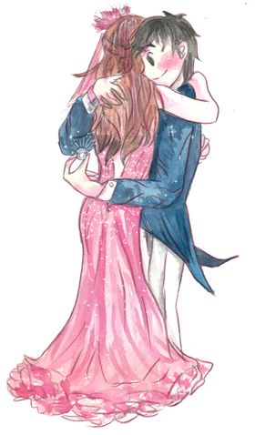 原创免抠水彩手绘拥抱情侣