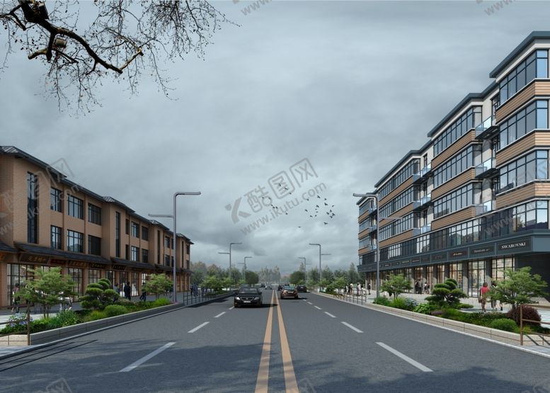 编号：90612306281946473309【酷图网】源文件下载-道路街道建筑景观效果图