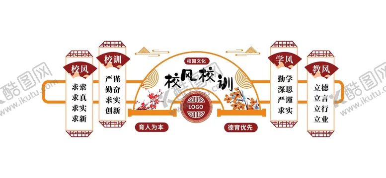 编号：89725610112137312890【酷图网】源文件下载-创意校风校训文化墙