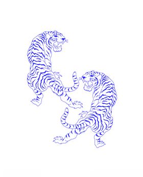 老虎线稿