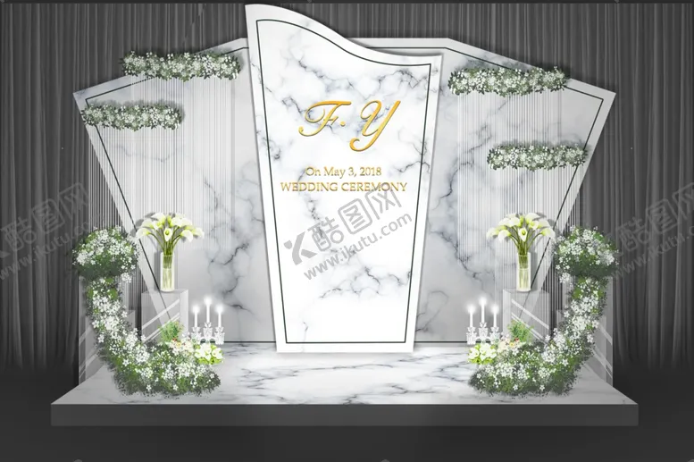编号：34512109251815492400【酷图网】源文件下载-大理石灰白色纹婚礼迎宾区