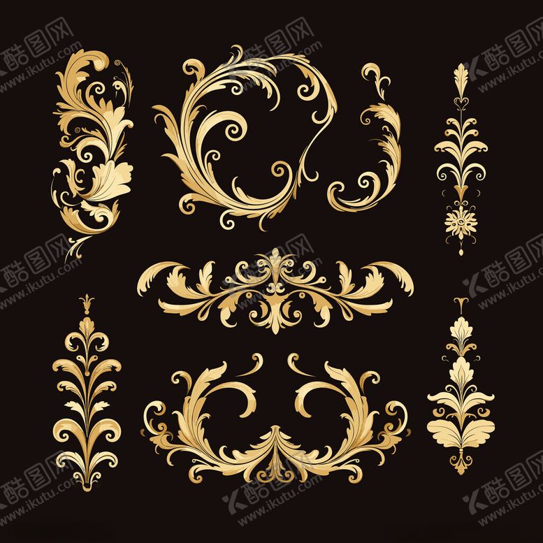 编号：99463711201823105349【酷图网】源文件下载-金色华丽复古装饰花纹图案