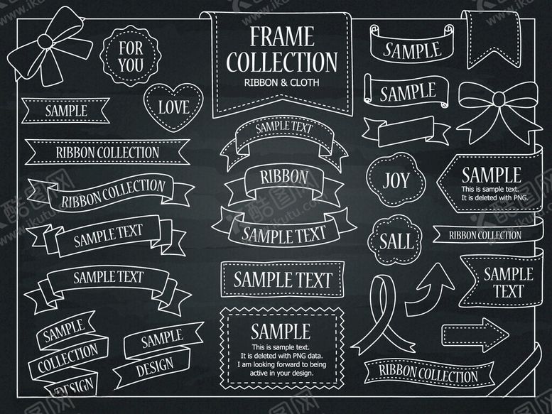 编号：82771211021556344550【酷图网】源文件下载-黑板风装饰元素集合
