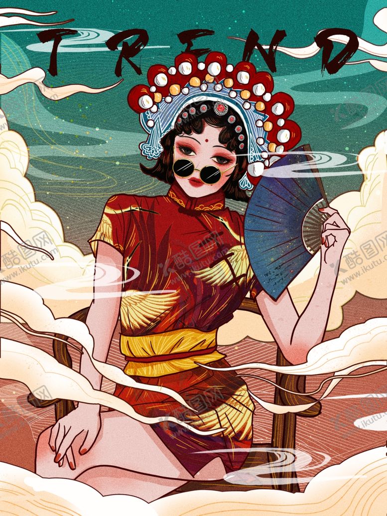 编号：21303406170731449290【酷图网】源文件下载-国潮文化国粹京剧插画